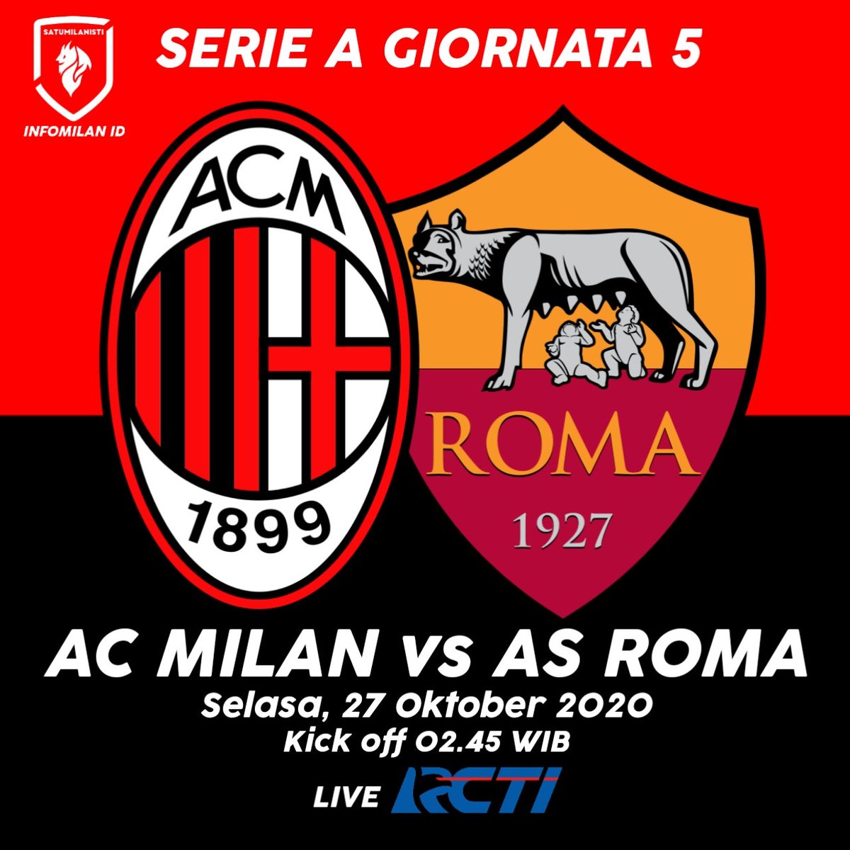Ig Infomilan Id On Twitter Laga Berikutnya Ac Milan Vs Roma Live Rcti Retweet Gaes Satumilanisti