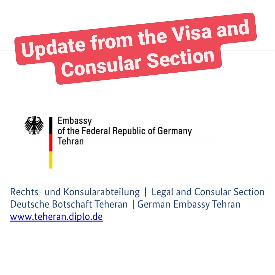 GermanyinIran's tweet image. به دلیل وضعیت كرونا، بخش ویزا و کنسولگری سفارت آلمان مجبور به تعطيلی در این هفته گرديد. ما براي مشکلی که ایجادشد پوزش می طلبيم و از یکشنبه آینده مورخ 25 اکتبر، با کاهش ظرفیت، دوباره آغاز به كار خواهيم كرد. لطفاً براي مطلع شدن از اخرين تغييرات، وب سایت سفارت را بررسی نماييد.