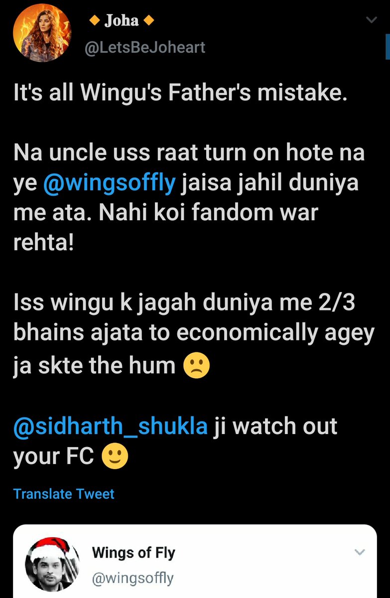 Sharing other SS where  #Shehnazians n  #Sidnaazians targetted n cursed  #SidHearts Big handle  @wingsofflyHe too thought of leaving twitter as he ws getting Family curse n abuse frm themHis Mental peace too gt disturbed coz of  #Shehnazians n  #Sidnaazians #SidHearts r Facing alot
