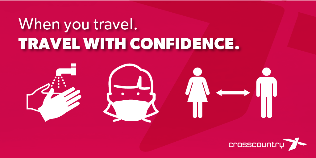 CrossCountryUK's tweet photo. Travel CrossCountry with confidence. Please remember to wash your hands, wear a face covering and stay safe & stay apart at stations and on-board our services. #TravelWithConfidence #GoCrossCountry https://t.co/CU5qDUW8U8