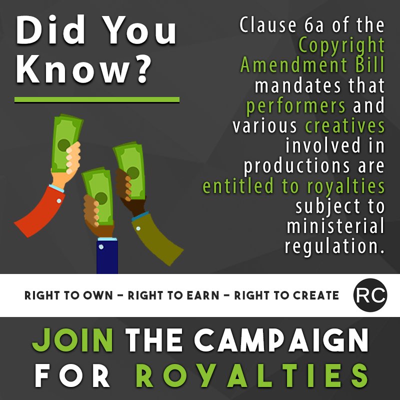 Do SA actors have a right to earn royalties for their work?
NO!
It's because industry gatekeepers in SA, who are eager to attract US &amp; European business (who have royalty rights), have lobbied <a href="/ParliamentofRSA/">Parliament of RSA</a> to block the bill. Is YOUR voice being heard? <a href="/SAGActors/">South African Guild of Actors</a> <a href="/SaRecreate/">ReCreate South Africa</a>