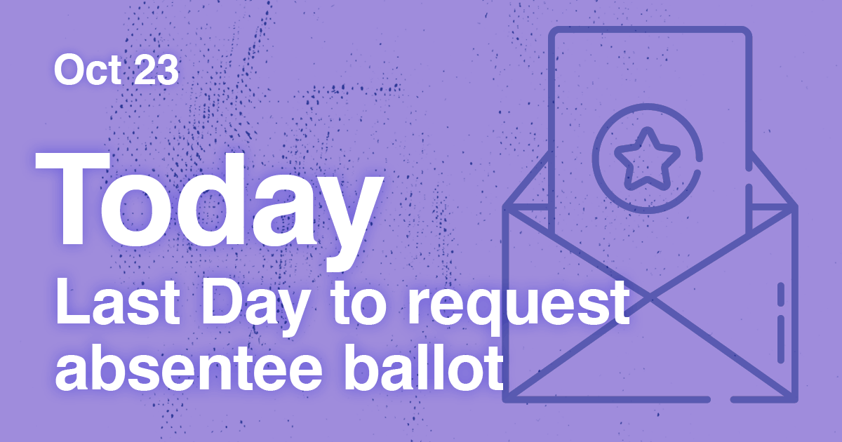 vaELECT's tweet photo. Today is the last day to request your absentee ballot by 5pm. Visit
https://t.co/4WeVIeQrAl before it’s too late! https://t.co/vWCdhUznKJ