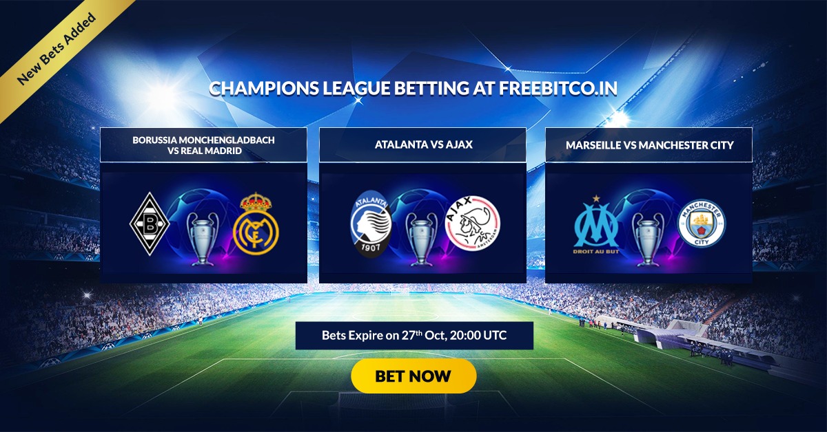 freebitco's tweet photo. More Champions League and football bets to be added to FreeBitcoin. Predict and win!
#FreeBitcoin #Bitcoin #BTC
#ChampionsLeague #Football #WinBitcoins
#Crypto #Cryptocurrency #Cryptocurrencies https://t.co/9ckjsfJIlD