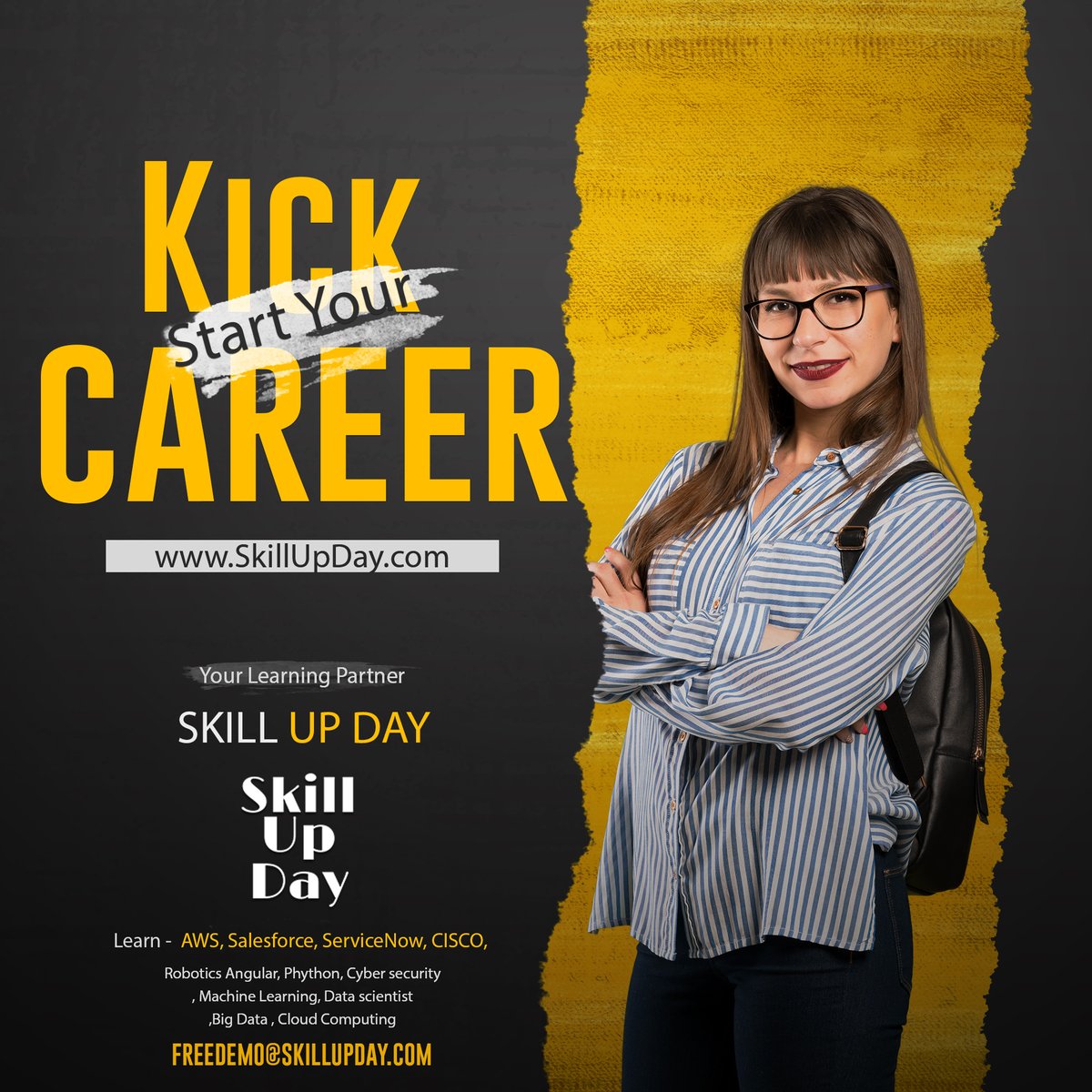 SkillUpDay's tweet photo. Give Your Career a New Boost by Learning New &amp; Effective Tips Via Skill Up Day Fresh e-courses.

Book your demo class at freedemo@skillupday.comm com or contact at 91156-09115 WhatsApp to register.
#technology #services #greatlearning https://t.co/P4kj0eOlEH