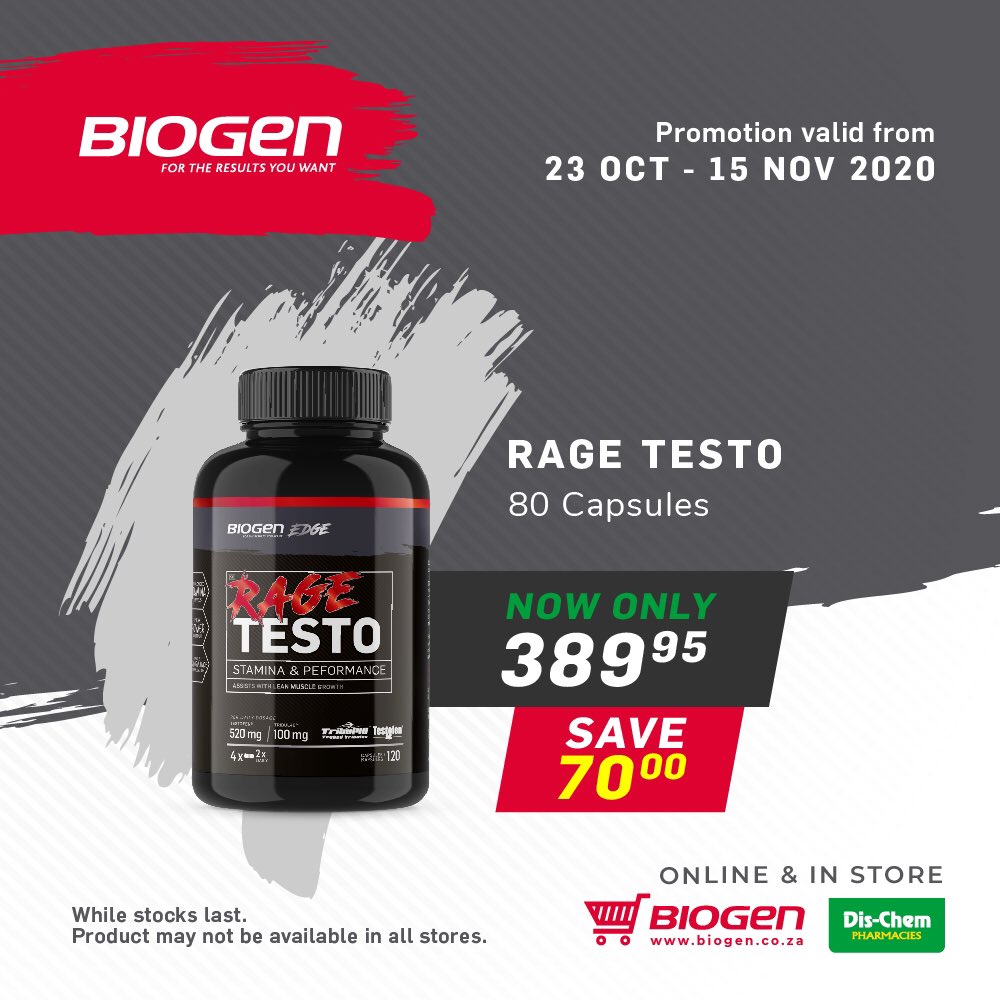 BiogenSA's tweet photo. Be better than your best with these epic deals! SAVE on our premium performance range - #BiogenRAGE 🏆. Deals valid until 15 November. Available in-store and online 🛒 @Dischem
👉 https://t.co/OCcuYGjc4W https://t.co/HmTrVNNBkH