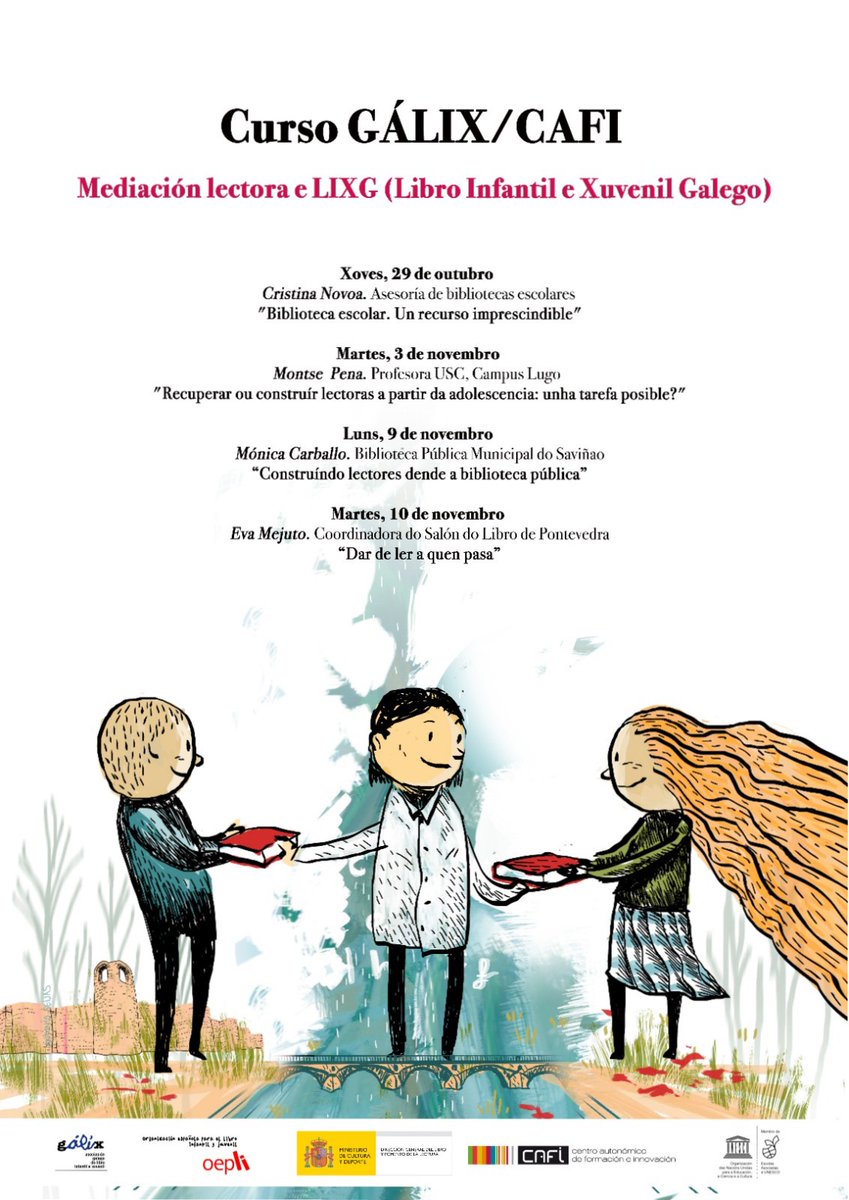 GALIX_'s tweet photo. CURSO: MEDIACIÓN LECTORA E LIXG. Actividade formativa en colaboración co CAFI, aberta a todo o profesorado e certificable. https://t.co/dmXerS0VsE
@CAFIgalicia
@novoa5
@PenaPresas
@evamejuto
#MónicaCarballo
#LIXgalega https://t.co/UNbOS3IrMY