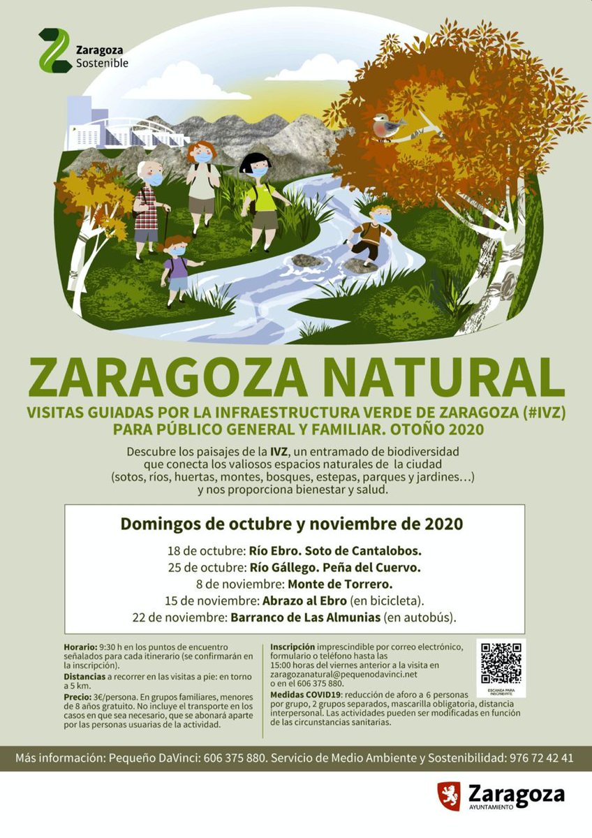 Seguimos con Visitas Guiadas "Zaragoza Natural" por #IVZ para <a href="/zaragoza_es/">AyuntamientoZaragoza</a>. Este domingo grupos reducidos de 6 personas todas las medidas de seguridad. Aforo completo. #PeñaDelCuervo no se va a ir. Volveremos. El que se tiene que ir es el #coronavirus. Entre tod@s lo lograremos.