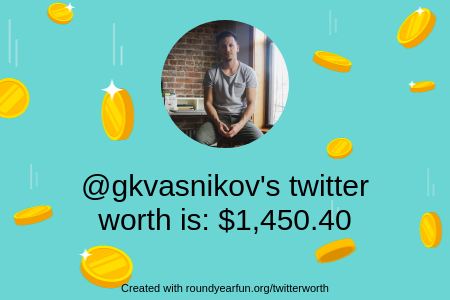 My Twitter worth is: $1,450.40

Find yours with clockurl.co/key/twitterwor…

⠀