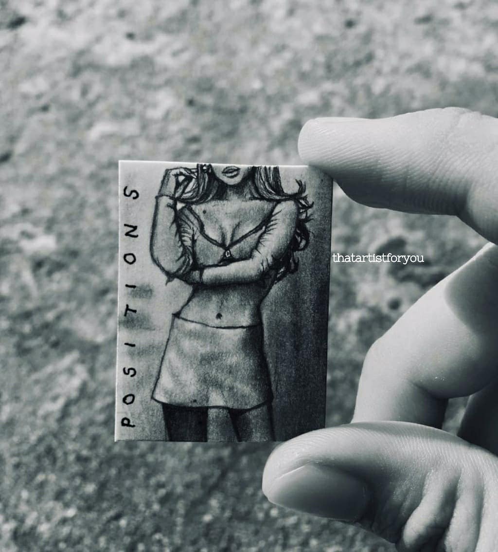 🌸 Positions 🌸
miniature drawing of @ArianaGrande ✏
size: 5 cm

#PortfolioDay #graphite #art #miniatureart #ArianaGrande #Ariana #ARIANAISCOMING #arianagrande2020 #POSITIONS #Positionsoutnow #drawing #minidrawing