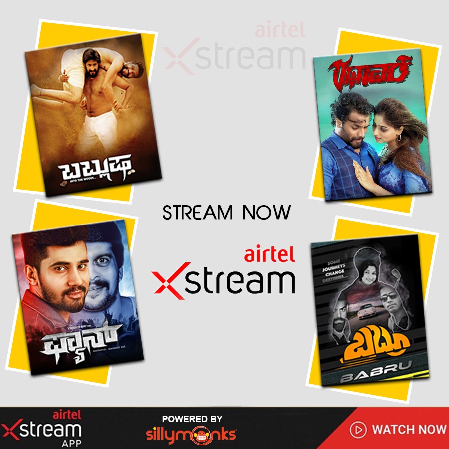 SMSandalwood's tweet photo. Now Streaming On Airtel Xstream
#Fan - https://t.co/UpqnYNA5Yz
#Babru - https://t.co/7xcrNhcjlY
#Bablusha - https://t.co/qowszuO2ML
#Rathaavara - https://t.co/f9WfDwG1NS
#Fan #Bablusha #Babru #Rathaavara #SillyMonks https://t.co/Zudof1nQhZ