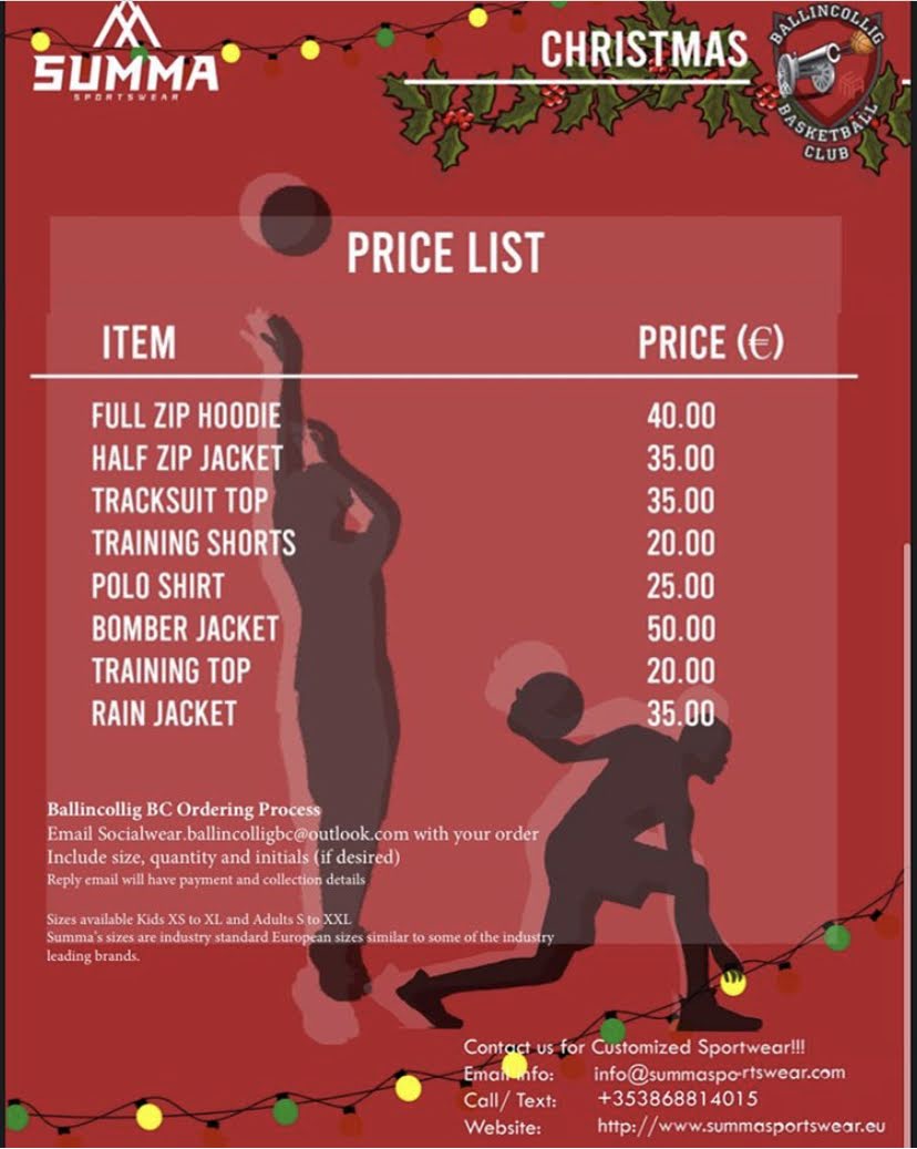 BallincolligB's tweet photo. Fantastic new club gear is now available for Christmas!

Email Socialwear.ballincolligbc@outlook.com with your order
Include size, quantity and initials (if desired)
You will receive a reply email will have payment and collection details

#supportlocal #oneclub #staysafeeveryone https://t.co/Xt3gndJMkc