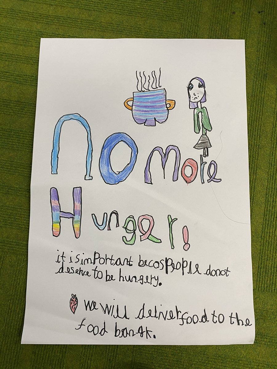 Zara_Jaynee's tweet photo. Primary 3 at @DunsPrimary have been focusing on the global goal zero hunger. They have thought about lots of things they can do to help stop hunger in their local area. Including making posters for the Scottish Government to see. @John2Win @NicolaSturgeon 

#hearourvoice https://t.co/UmxxGOR5Ei