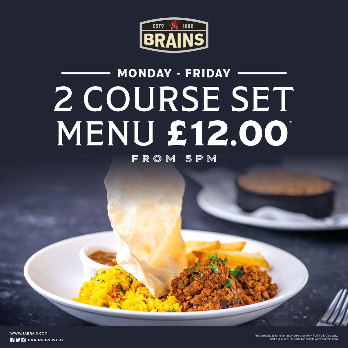 Join us after 5pm and indulge in our 2 course set menu from just £12
