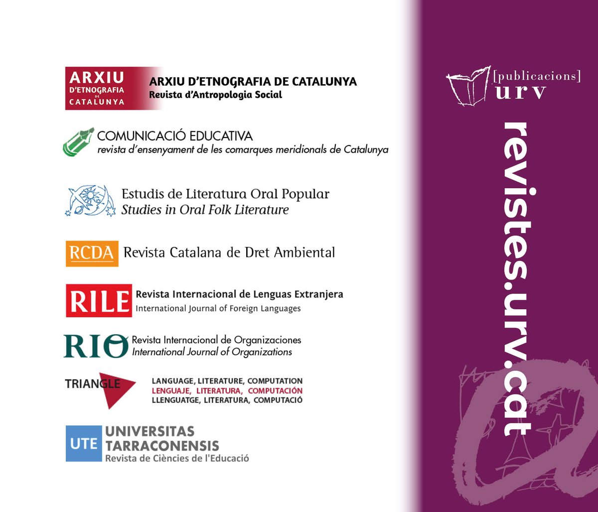 PublicacionsURV's tweet image. Al portal de revistes de @PublicacionsURV pots consultar totes les nostres revistes en #accésobert. No te&apos;l pots perdre! revistes.urv.cat #OAWeek #OAWeek2020