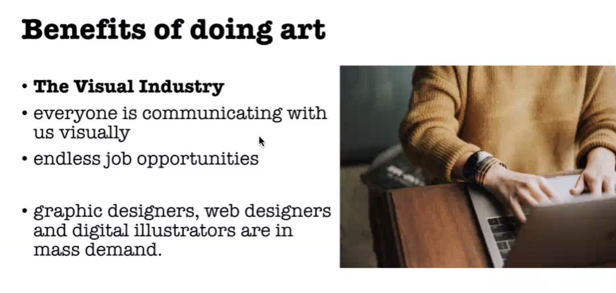etwinningbefr's tweet photo. Alexandra Gabor at the #eTwconf20 shows in many ways that art is very important. https://t.co/8NUN3CjQwP