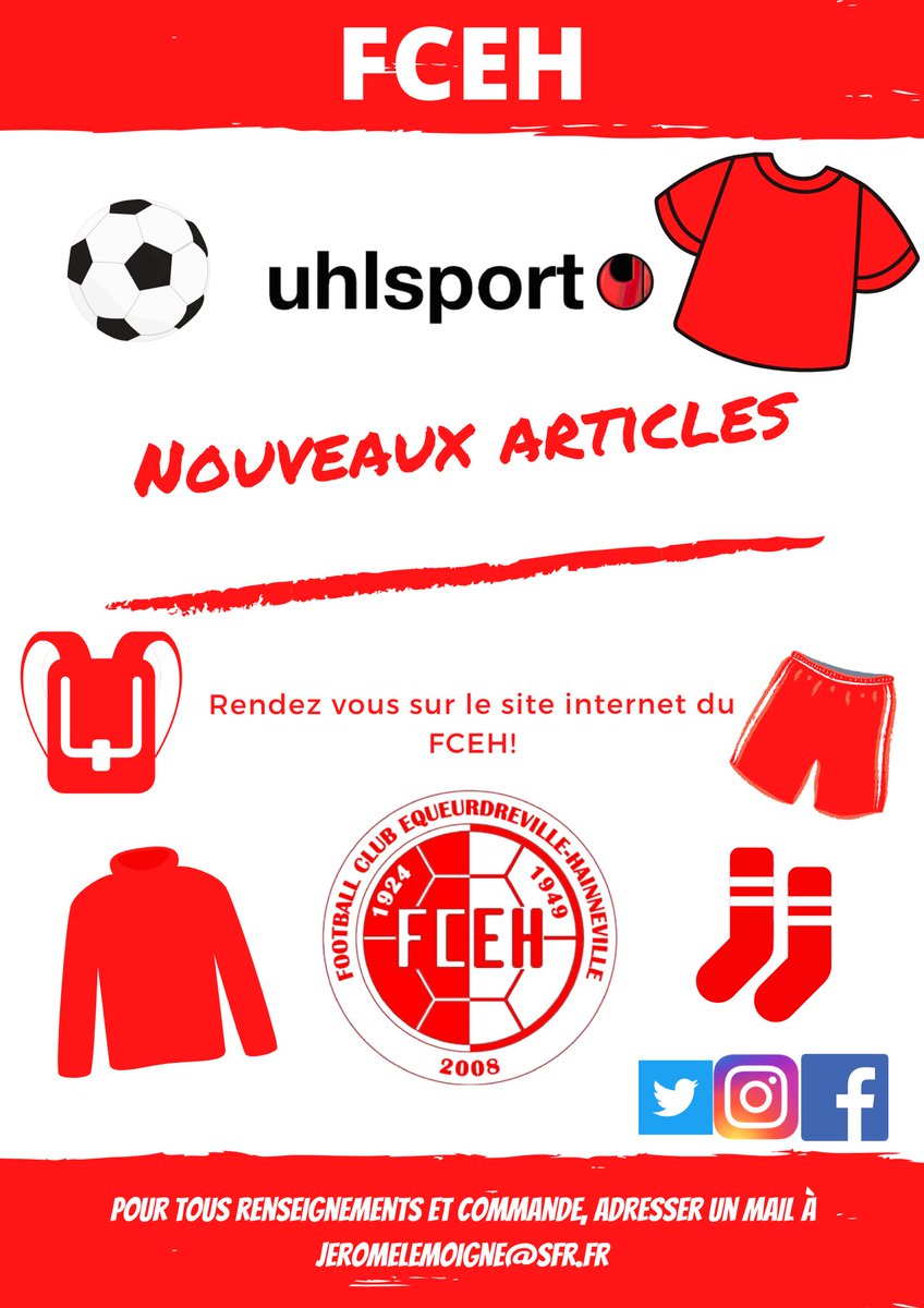 FCEH6's tweet photo. 🖥 Licenciés et supporters !

Le FCEH vient de mettre à jour sa boutique en ligne. De nouveaux articles sont désormais disponibles. 

Pour plus de renseignements, et passer les commandes, merci d’adresser un mail à: jeromelemoigne@sfr.fr

📸 ➡️ https://t.co/ItB8LVUrc7

🔴⚪️ https://t.co/EVEyJGjkcg