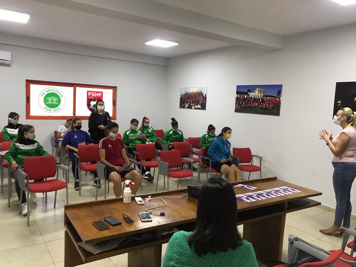 FSHForg's tweet photo. #Tetori rozë 🎀, #FSHF Zyra e #Fierit në bashkëpunim me Kujdesin Shëndetësor organizuan një takim në ambjentet e FK #Apolonia me vajzat futbolliste për ndërgjegjësimin dhe parandalimin në luftën kundër Kancerit të Gjirit! https://t.co/zyDfZRCSt1