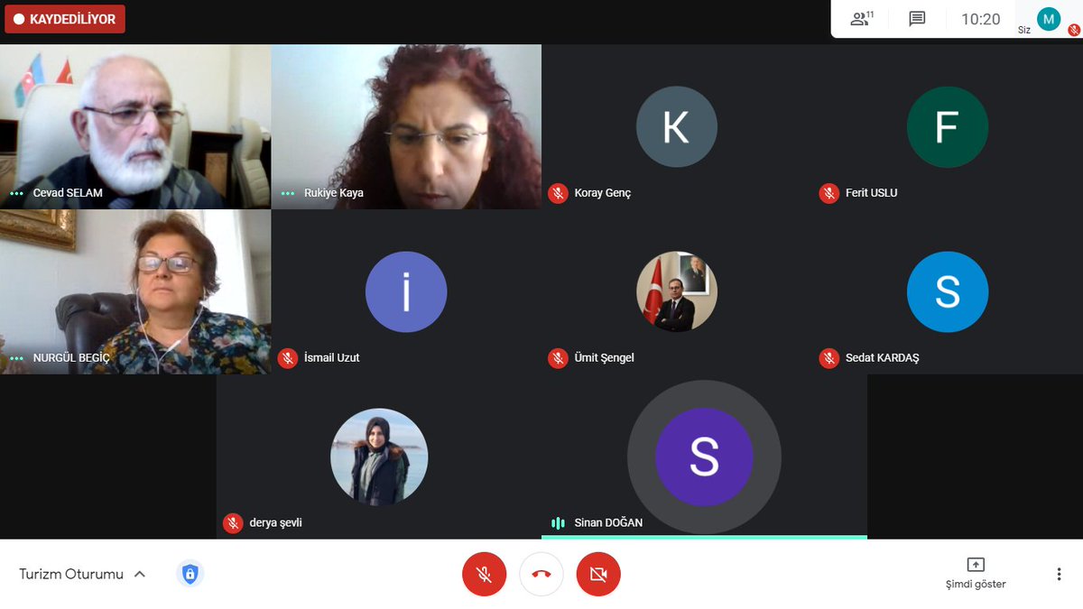 Turizm Online Oturumumuz Tamamlandı. Cevad SELAM, Ferit USLU, Zeliha TEKİN, Arzu ÇOTUL, Ümit ŞENGEL, Koray GENÇ, H. Nurgül BEGİÇ, Rukiye KAYA.