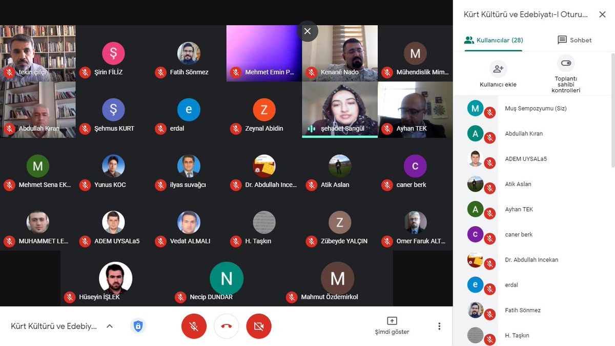 Kürt Kültürü ve Edebiyatı – I Online oturumumuz devam ediyor. @ProfesorKIRAN  Ayhan TEK, Mehmet Emin PURÇAK, Kenan SUBAŞI, Şehadet SARIGÜL, Tekin ÇİFÇİ, Serdar ÖZTÜRK.