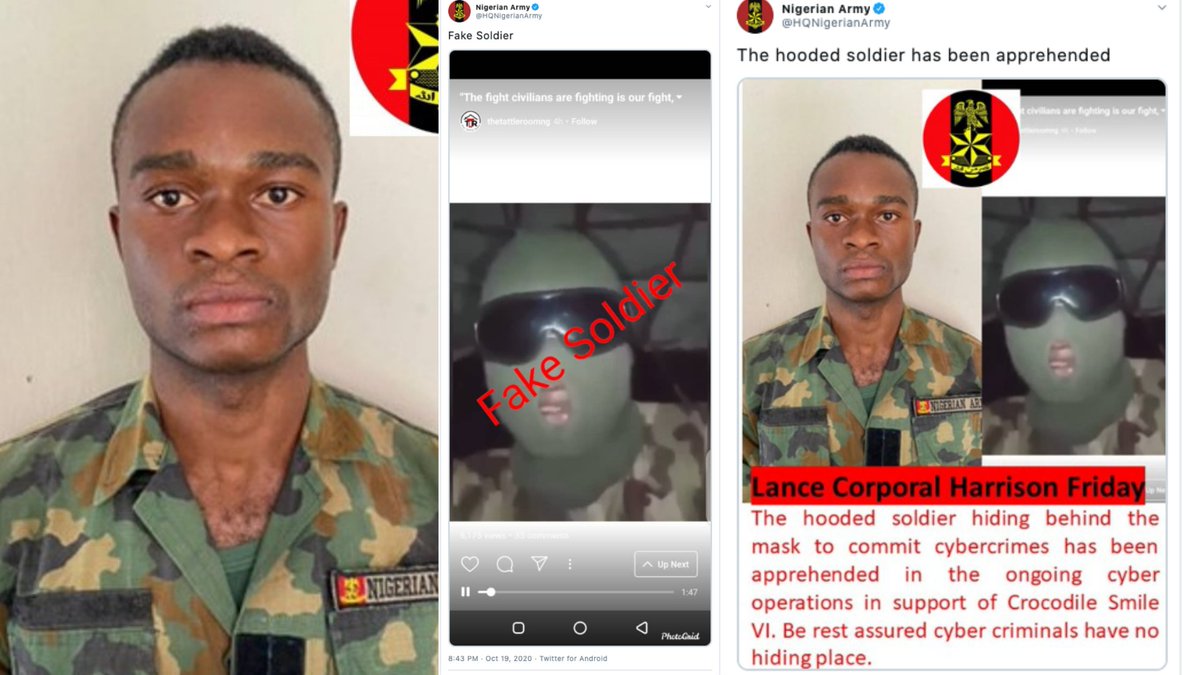SaharaReporters's tweet image. Nigerian Army Arrests Soldier Who Asked Colleagues Not To Kill #EndSARS Protesters | Sahara Reporters bit.ly/34mCRA6