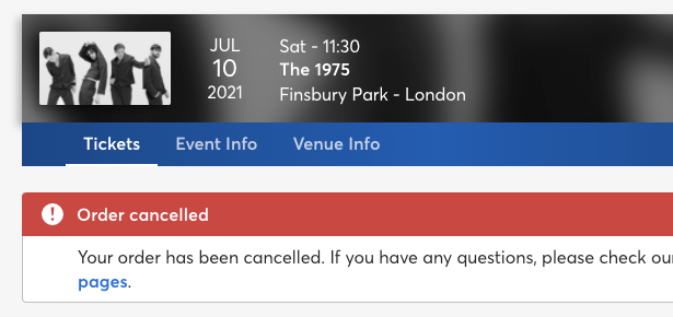 abiemmerson's tweet photo. @TicketmasterCS It isn't coming up on there, but shows on my order page that it has. https://t.co/Echl1V5dHG