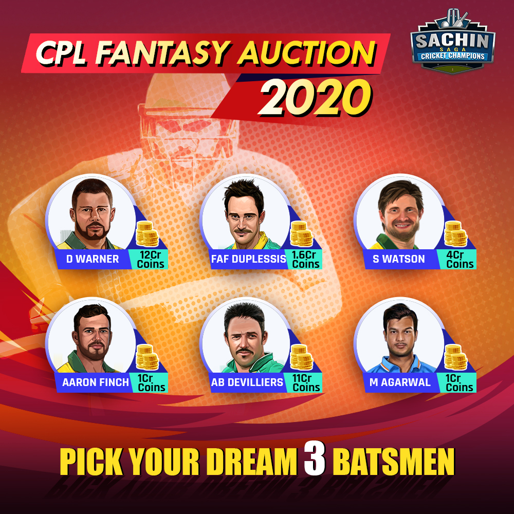 SachinSagaGame's tweet photo. Its time for an Auction!!!
Sachin Saga Champions Premier League Auctions are here...
Create your Dream Team (11 players) within a budget of 75 Cr Fantasy coins.
Choose Your 3 Dream Batsman!! Start building your dream team. https://t.co/dp3uESMSf4