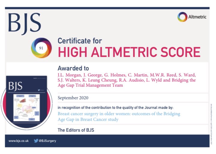 BreastSurgeon's tweet image. So pleased to receive this today from @BJSurgery - fantastic that people are talking about the surgical management of older breast cancer patients - thanks to @kwokleungcheung @raaudisio @MalcolmReedBSMS @walters_sj and the rest of the @AgeGapStudy team!
