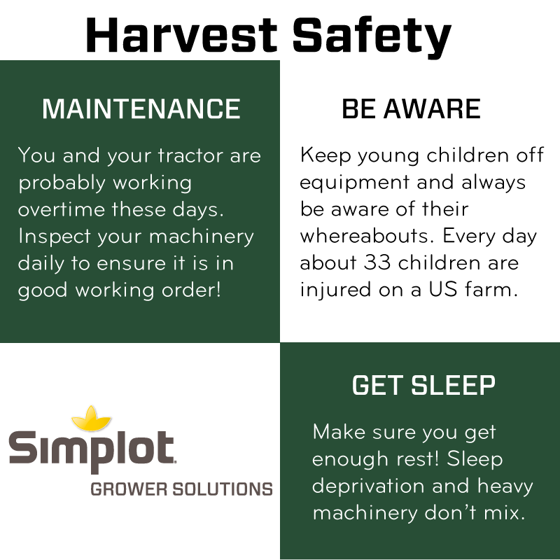 Simplot_SGS's tweet photo. With #Harvest2020 upon us, it is good to remember these #safety tips for an incident free close to the season!
#SimplotSafety https://t.co/dx1er57MuB
