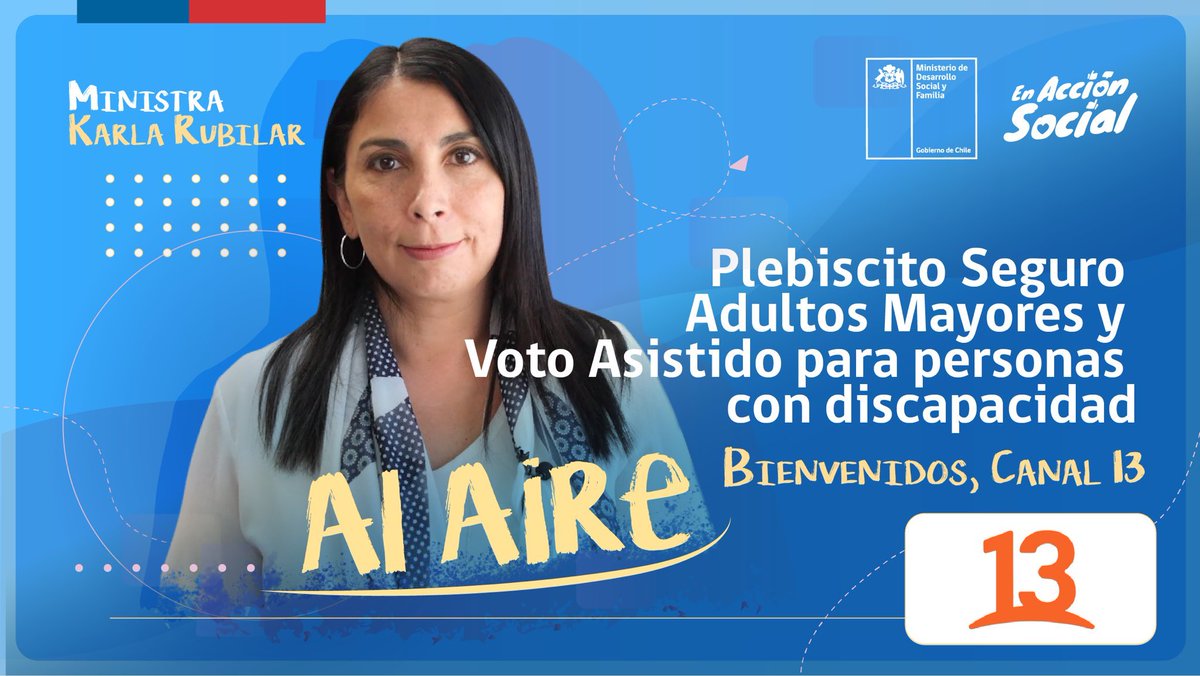 KarlaEnAccion's tweet photo. En unos minutos estaré en @Bienvenidos13 aclarando las dudas q han surgido sobre las medidas q implementamos para personas mayores y personas con discapacidad para q este domingo 25 puedan votar de forma segura en el #Plebiscito2020.

📺 Acompáñanos en https://t.co/SD77NoTSyA ⬅️ https://t.co/MoAwhZooQh