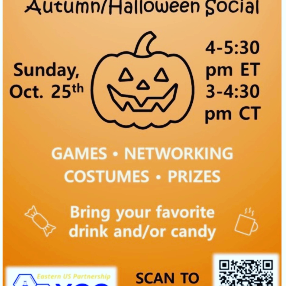 YccNny's tweet photo. The Eastern US-YCC is inviting you for this Sunday, Oct 25th 4-5:30 final Self-Care Sunday: The Autumn/Halloween Social! GAMES, NETWORKING, and PRIZES, &amp; loads of spooky fun! Costumes are welcome but not required. 
Registration is required!
#eusycc
 https://t.co/U4UtJop4tR. https://t.co/urX0Rarc7x