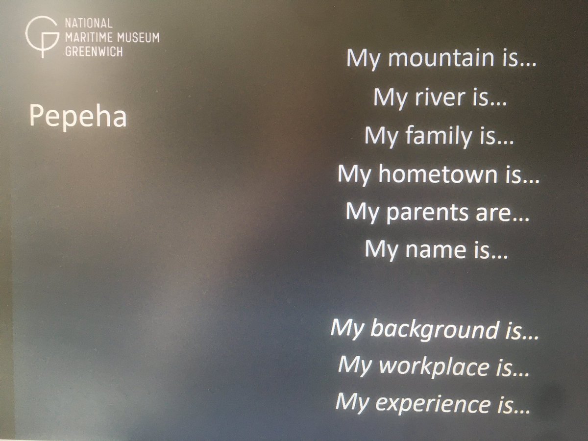 MorganW_B's tweet photo. I love Sophie Richards’ (from @NMMGreenwich) presentation, introducing Pepeha as a way to situate yourself. Also interesting to hear Te Reo Māori is so commonly understood around the Pacific #UKRegistrars @UKregistrars https://t.co/J7iDzoJIfT