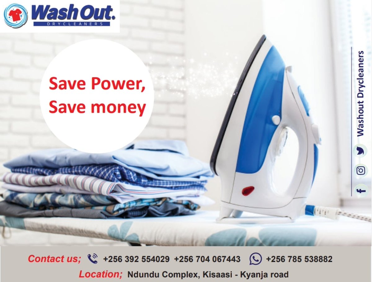 WashOutDryclean's tweet photo. We shall do the ironing for you. This helps save on power costs.

#tapcleandeliver #washoutdrycleaners #drycleaning #drycleaners #iron #ironing #savepower #umeme https://t.co/CMzjqI12k7