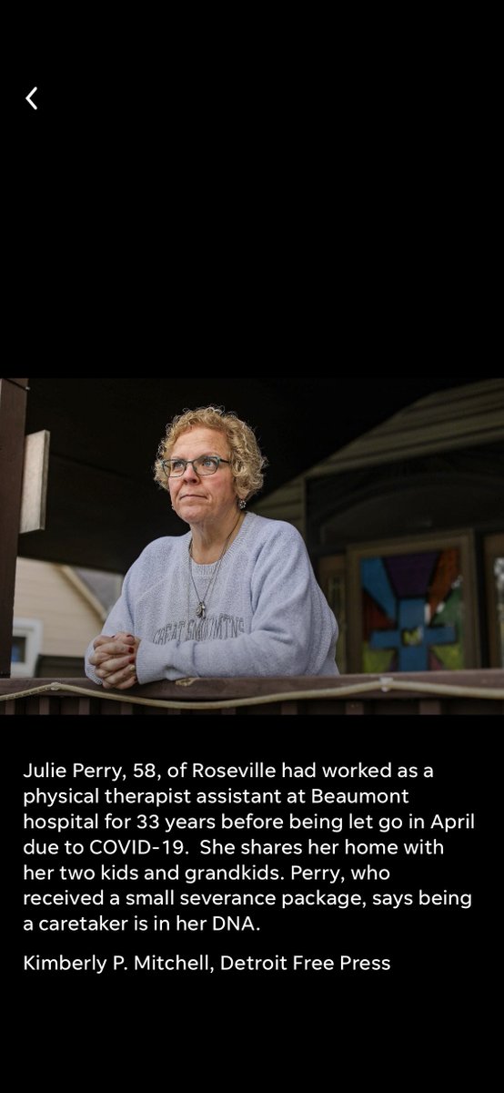 Who’s on the other side of this story? Julie Perry. She worked as a physical therapist assistant at Beaumont in Royal Oak, and said her job was eliminated in April, after 33 years.