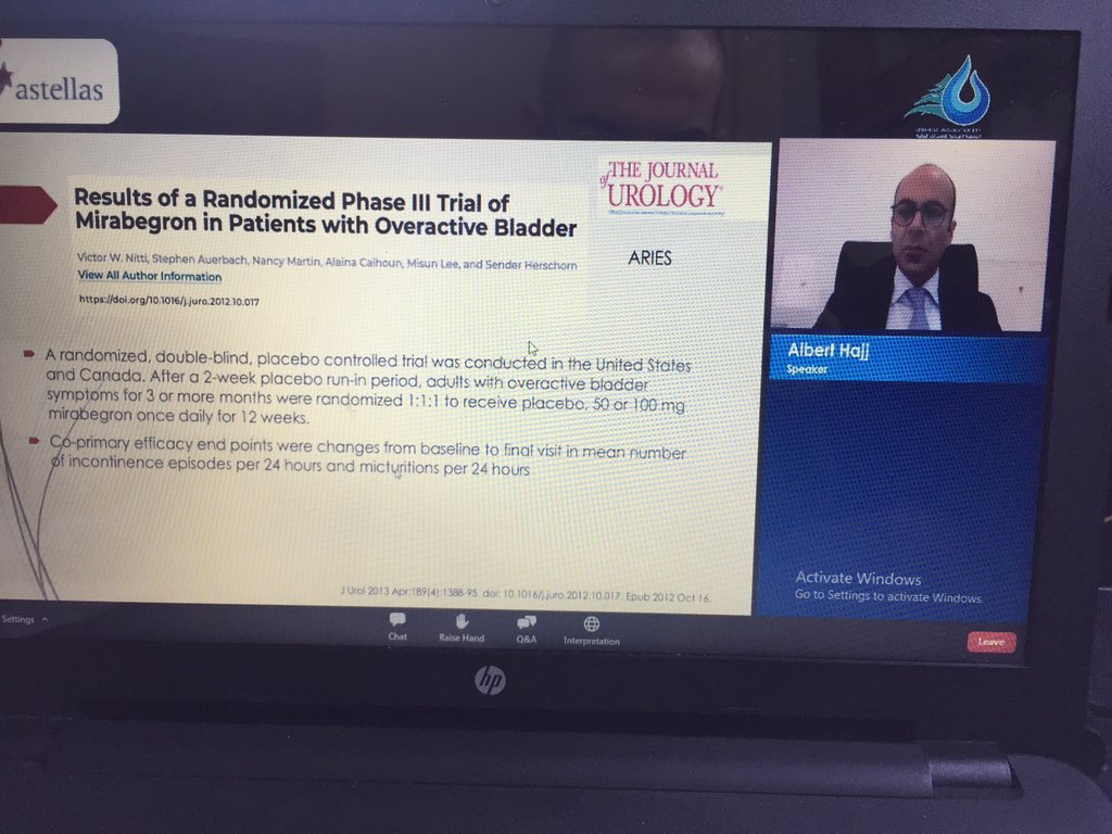 Dr <a href="/DrAlbert/">Albert El Hajj, MD</a> from <a href="/AubmcU/">AUBMC Urology</a> presenting at the 11th congress of the Lebanese Urology Society: the role of Betmiga in OAB 
#hybrid_meeting 
<a href="/AubmcU/">AUBMC Urology</a> <a href="/AUBMC_Official/">American University of Beirut Medical Center</a> @uroleb