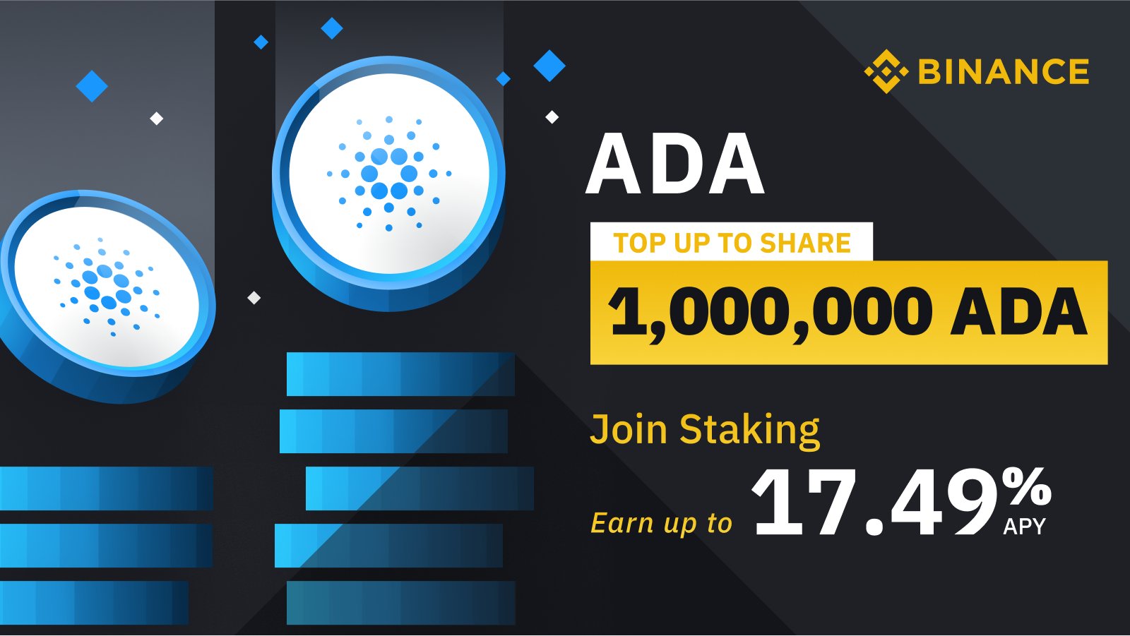Binance Binance Earn Is Launching Cardano Ada High Yield Products Top Up To Share 1 000 000 Ada T Co 04klvgs2ab T Co Gqwsnsc2be Twitter