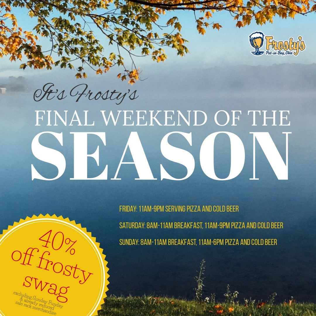 It's Frosty's LAST weekend of 2020!
👉 Open Fri, Sat, Sun
👉 40% off in store frosty swag
👉 Stock up on uncooked freezer pizzas