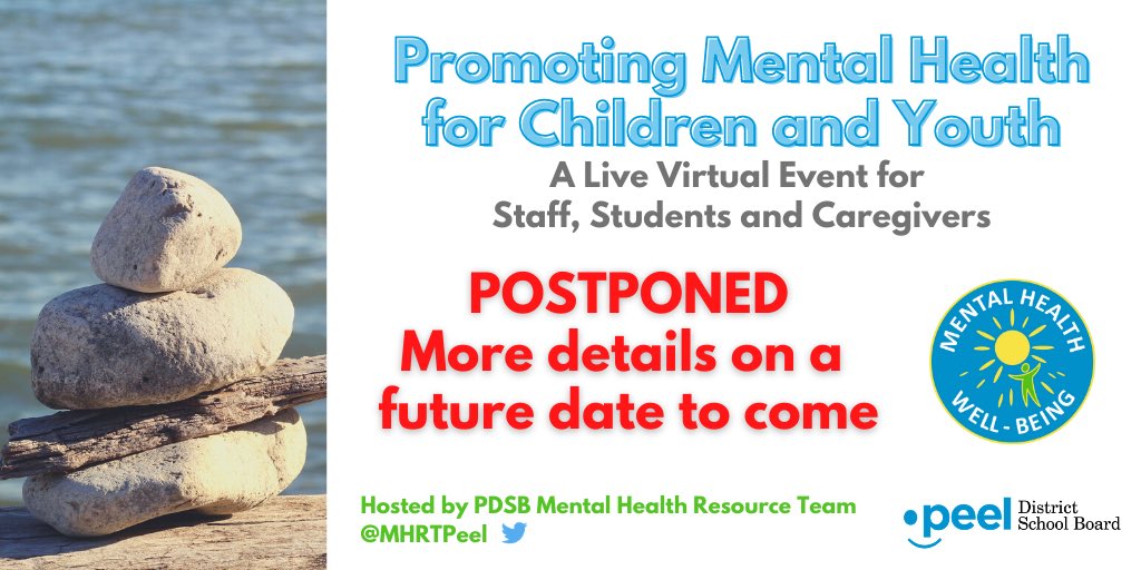 The ‘Promoting Mental Health for Child &amp; Youth’ webinar, originally scheduled for October 29 from 4 to 5 p.m., has been postponed. More details on a future date to come. Stay tuned!