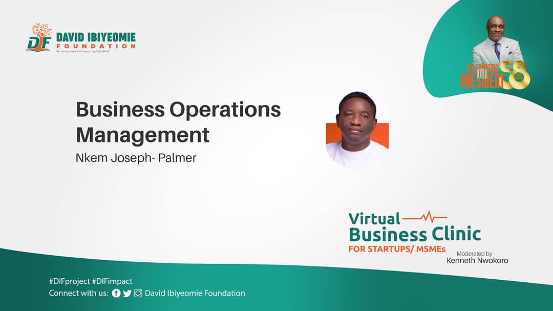 DIF_Foundation's tweet photo. Today's second session with Nkem Joseph- Palmer is on currently.
He is currently sharing on Business Operations Management.
Kindly check our Facebook page to watch the live stream.
#DI58 #DavidIbiyeomieAt58 #difimpact #DIFproject #DIFBusinessClinic https://t.co/I1r6fGNAjo