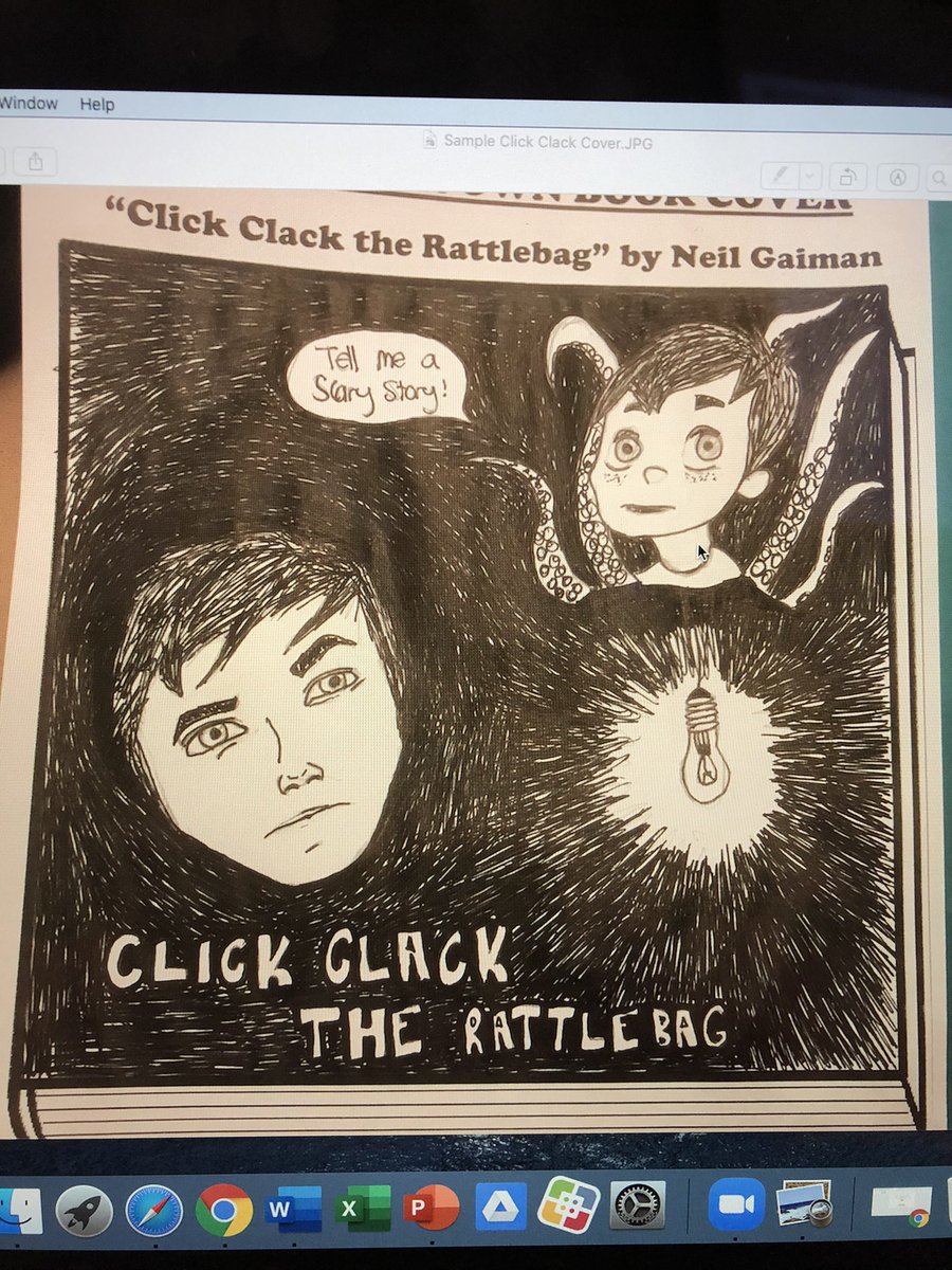 DeiblerJennifer's tweet photo. What an awesome cover one of my students designed for #clickclacktherattlebag!
@neilhimself https://t.co/wF6KOshjHp