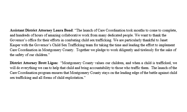 MontgomeryTXDAO's tweet photo. Press Release: Montgomery County Launches Care Coordination Program for Commercially Sexually Exploited Youth https://t.co/cyfWmHsHNn