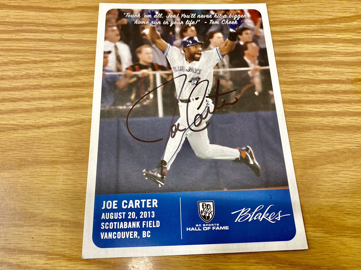 On this day in ‘93 the legendary Joe Carter touched ‘em all to allow the <a href="/BlueJays/">Toronto Blue Jays</a> to win the World Series!

🔁 RT and this signed Joe Carter card could be yours! 

🌟 Joe joined us as a part of our Superstar Series in 2013 

#FlashbackFriday | #AtTheNat