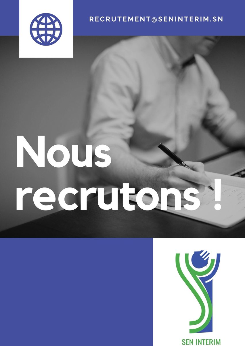 sen_interim's tweet photo. Bonjour nous recrutons:
-Une assistante de direction avec expériences en 
 comptabilité, pétrole et hydrocarbure  
-Un comptable avec expériences  dans les 
  hydrocarbures et Energy
-Un commercial avec les mêmes expériences  
merci d'envoyer votre cv a recrutement@seninterim.sn https://t.co/HhVSabo6GU