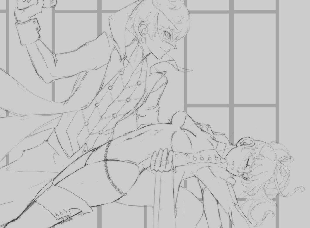 Commission sketch #wip ? ive never drawn these two but i love #Persona5 ? 