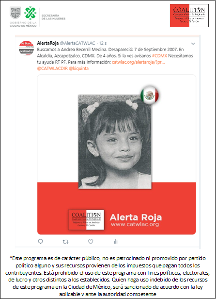 Buscamos a Andrea Becerril Medina. Desapareció: 7 de Septiembre 2007. En la Alcaldía Azcapotzalco, Cd Mex, a la edad de 4 años. Si la ves avísanos #CDMX Necesitamos tu ayuda RT PF Para más información: catwlac.org/alertaroja/?pr… <a href="/CATWLACDIR/">CATWLAC</a>