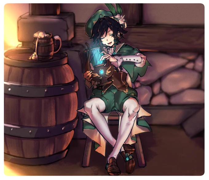 Venti  fanart!
ウェンティくん描いた! #原神 #Genshin 
