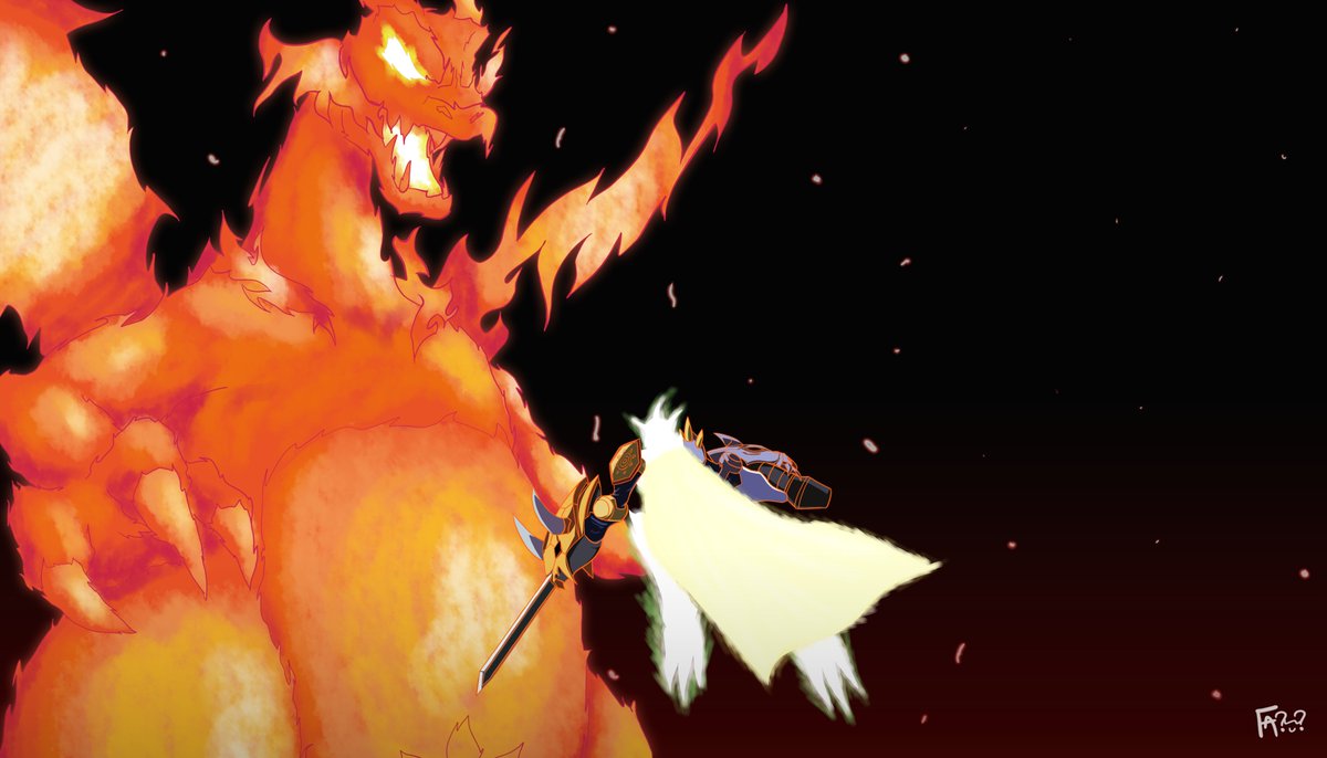 FriendAlias's tweet photo. Fire reptiles became giants #pokemon #Digimon https://t.co/OTiAA6nG14