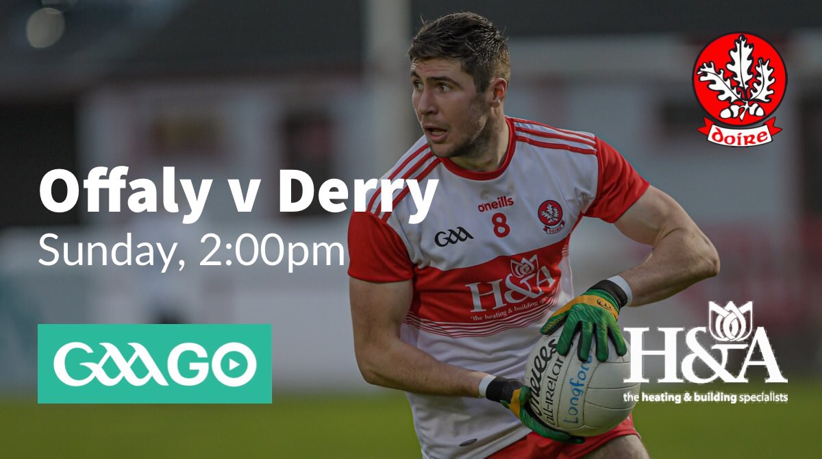 WIN A FREE GAAGO PASS!
Derry’s footballers face Offaly in the #AllianzLeagues on Sunday at 2pm LIVE on @GAAGO 

Link here: gaago.ie/fixture/PL5-20…

We are giving away FIVE free passes to watch the game... simply RT this before 11pm for a chance to win! @hamechanical1