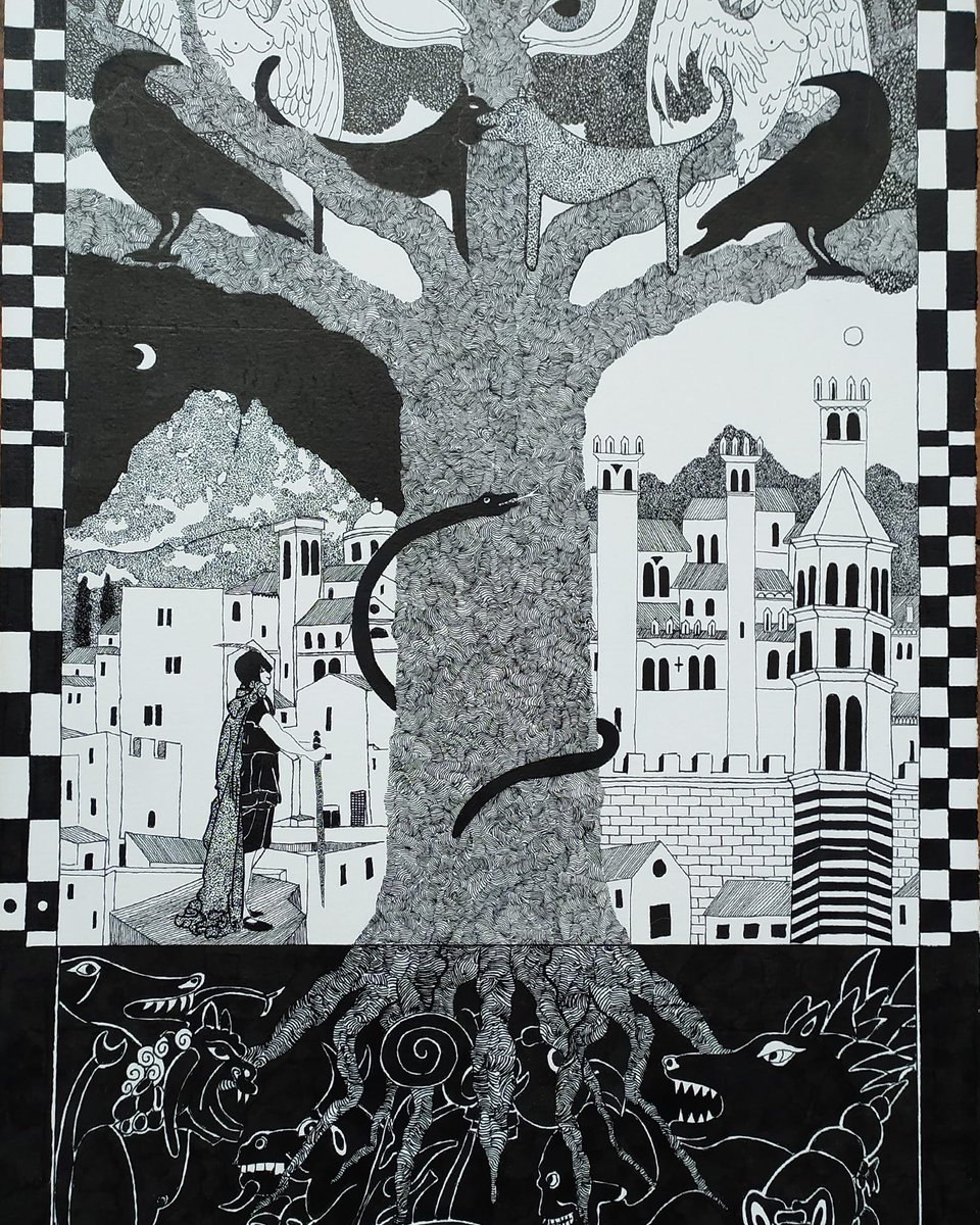 Yggdrasill. Tinta da China sobre papel. 50cm X 34cm. 200.