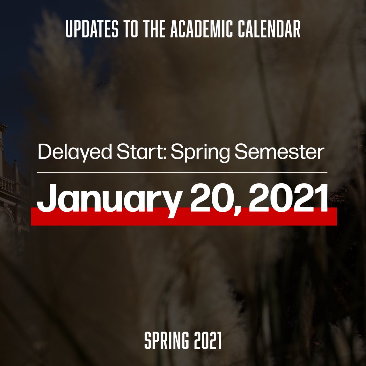 Texas Tech University On Twitter Updates To Our Spring Academic Calendar Due To Risks Involving Travel Related Covid 19 Exposure Spring Break Will Be Reduced To Friday March 19 To Compensate texas tech fall 2021 calendar