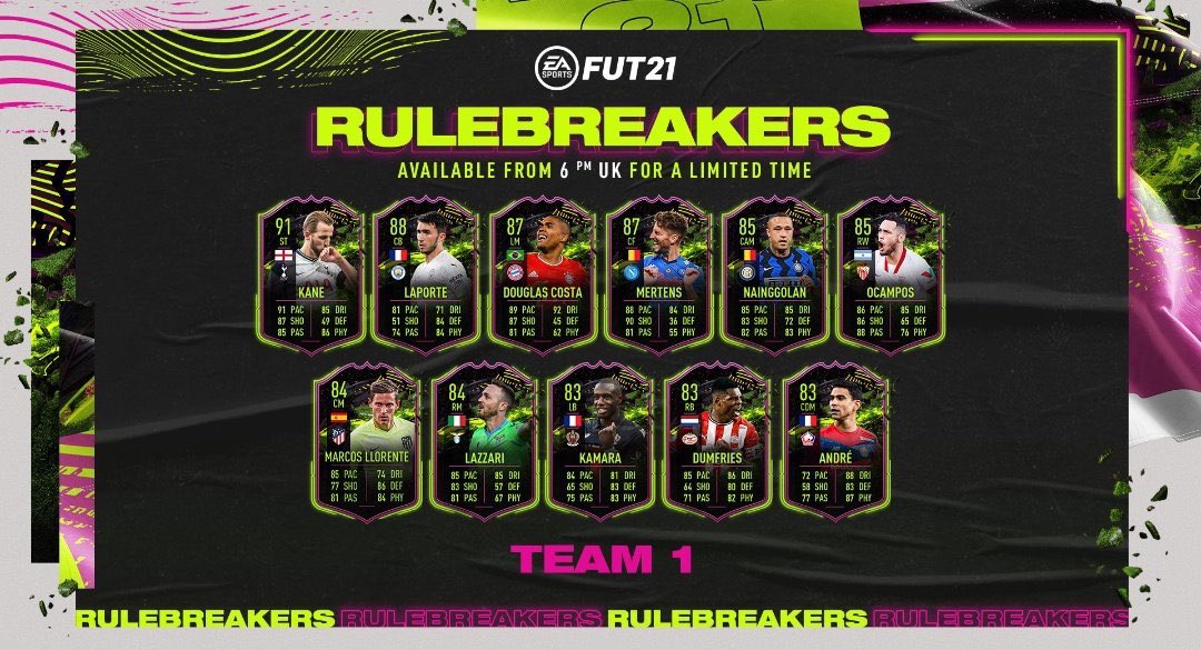 teamLGDgaming's tweet photo. Ya está disponible el primer equipo en packs hasta el viernes!
#Rulebreakers #FUT21 #FIFA21 https://t.co/pvOq0gCNde